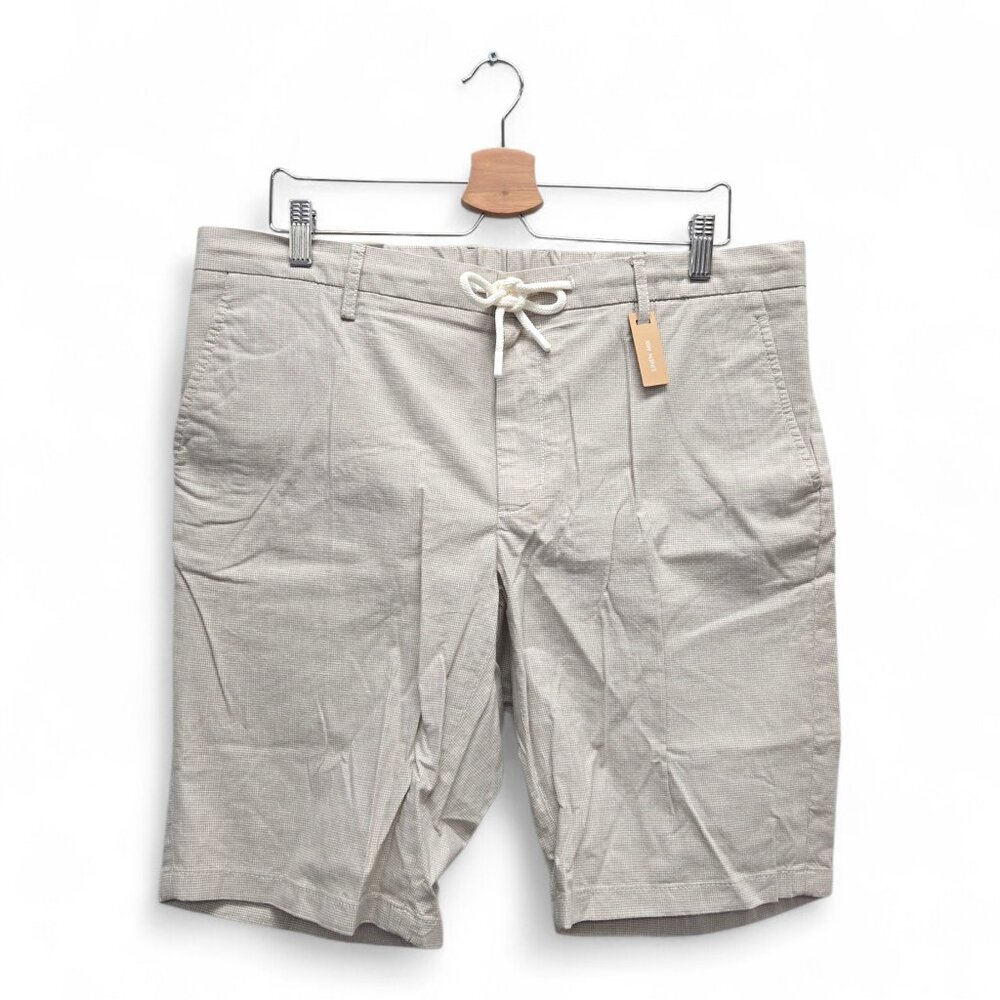 Alberto Men's Jump-K Slim Fit Micro-Check Golf Shorts Size 36 Beige NWT